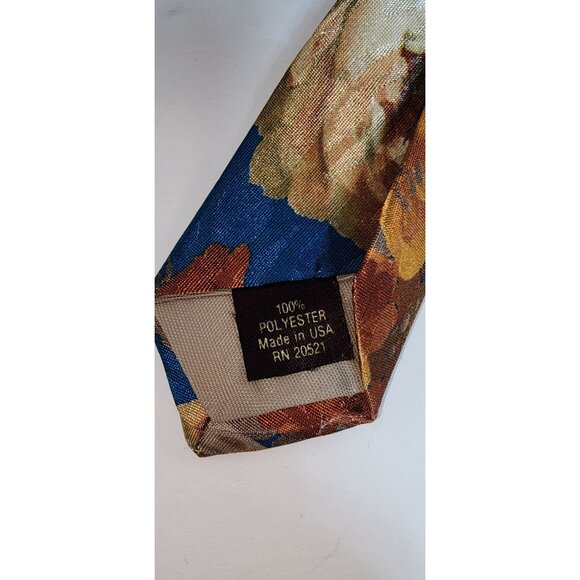 Men's Camden Court Teal Neutral Floral Neck Tie Made in the USA Stylish Fashion - Picture 3 of 7